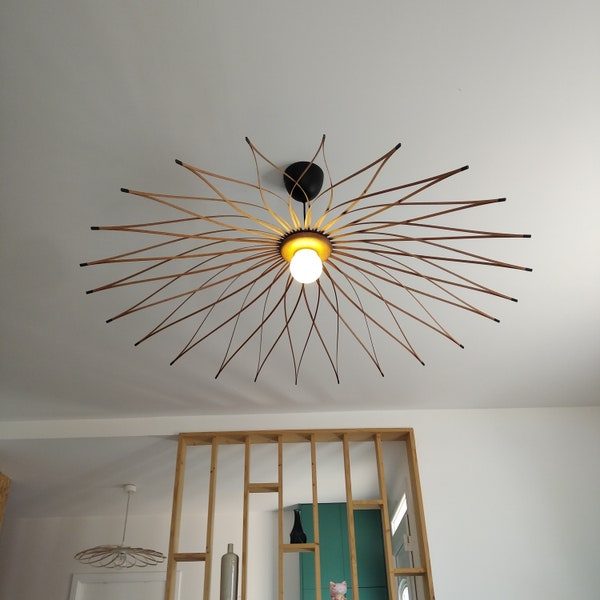 Suspension Sunflower 70/100cm / Abat jour / Wood lamp shade / Light design / Ceiling Lamp