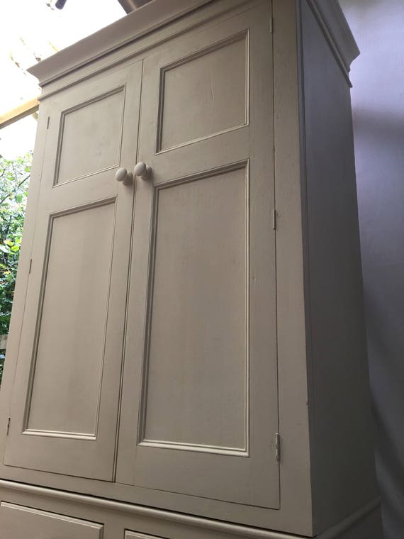 Custom Item Vintage Old Pine Painted Double Wardrobe With Etsy