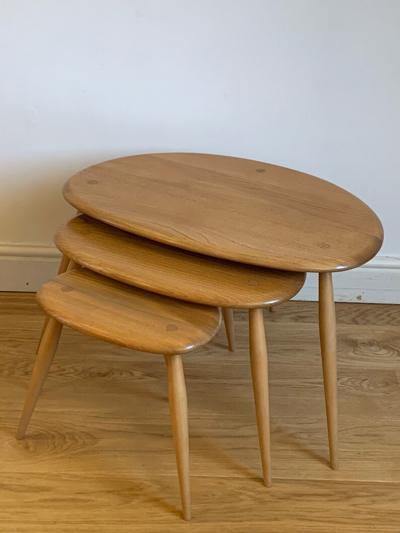 Ready now 3 Ercol Pebble Tables 354 IMMACULATE blonde elm Etsy