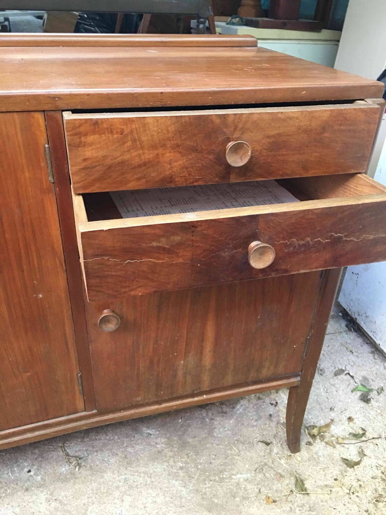 COMMISSION; 1950/'s retro English concave sideboard; all original Vintage; mid century MCM painted to order
