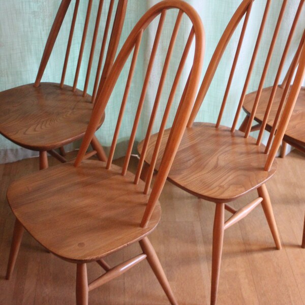 Set 4 Ercol 365 Windsor Quaker dining chairs | Mid Century Modern original vintage 1960's | Ercol Quaker Chairs