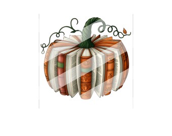 Fall Book Pumpkin Halloween Png, Halloween Book Lover Png, Fall Bookish Png, Pumpkin Book Png, Pumpkin Png, Fall Png