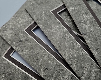 Four Dk Gray Marble/ Dk Gray Picture Mats, White Core
