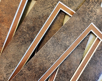 Four 5x7 Brown/Brown Picture Mats, White Core