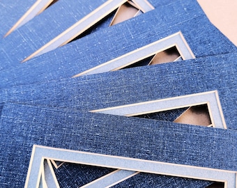 Sechs Passepartouts im Format 5x7, Denim-Print/Blau