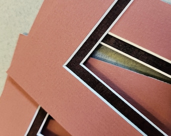 Four 5x7 Mauve/Dk Red Picture Mats, White Core
