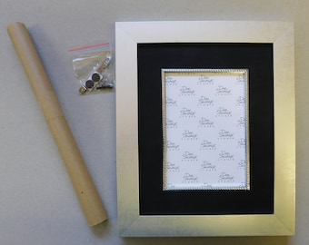 8x10 Silver Frame, Black Mat, Silver Filet, and Hardware
