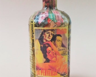 Decoupage bottle with cork