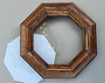 Recycled 4x4 Octagonal Oak Picture Frame w/ Glass and Backing