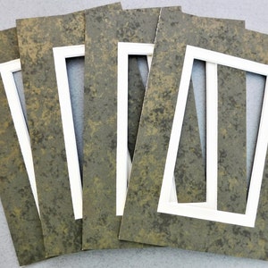 4 5x7 White Core Picture Mats, Green-gold/ Cream
