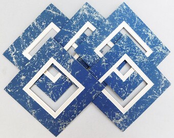 Fünf 13x15 cm Passepartout Blau/ Gold, Regular Core.