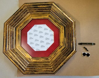 Kit de marco completo, 7x7 octogonal con vidrio y tapete rojo