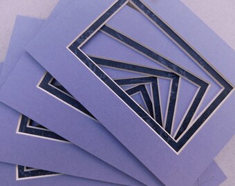 Six 5x7 Picture Mats, Lavender/Navy, Regular Core