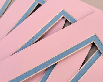 Vier Passepartouts 5x7, rosa/blau