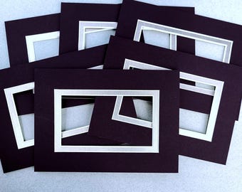 Six 5x7 Dark Purple/Metallic Pink Picture Mats, White Core