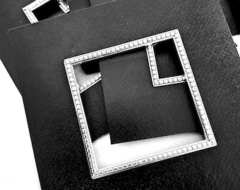Fünf schwarze 6x6 Passepartouts mit Silberkeilrahmen