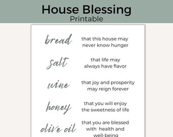 Housewarming Printable| House Blessing Printable| Bread, Salt, Wine| New Neighbors| New Homeowners| PDF