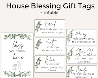 New House Blessing Gift Tags| Housewarming Printable| Bread, Salt, Wine Poem| New Neighbors| New Homeowners| PDF