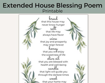 Extended Housewarming Printable| House Blessing Printable| Bread, Salt, Wine| New Neighbors| New Homeowners| PDF