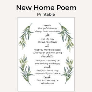 New Home Poem New Home Blessing Housewarming Printable Sugar, Salt, Oil New Neighbors New Homeowners PDF image 1