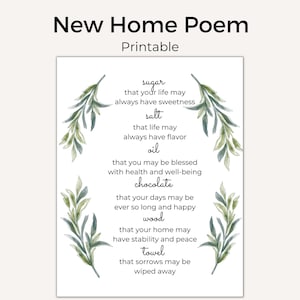 New Home Poem New Home Blessing Housewarming Printable Sugar, Salt, Oil New Neighbors New Homeowners PDF image 1