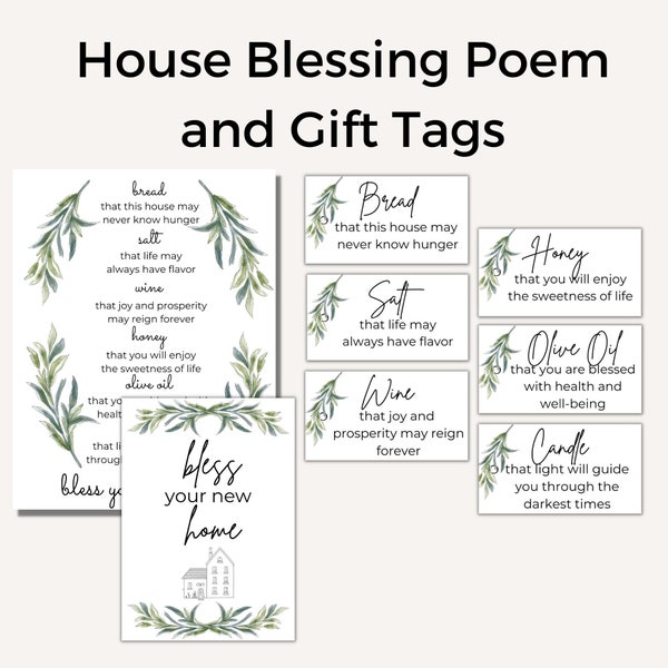 Housewarming Printable| House Blessing Printable| Bread, Salt, Wine| New Neighbors| New Homeowners| PDF