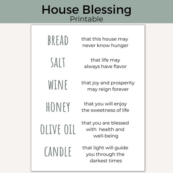 Housewarming Printable| House Blessing Printable| Bread, Salt, Wine| New Neighbors| New Homeowners| PDF