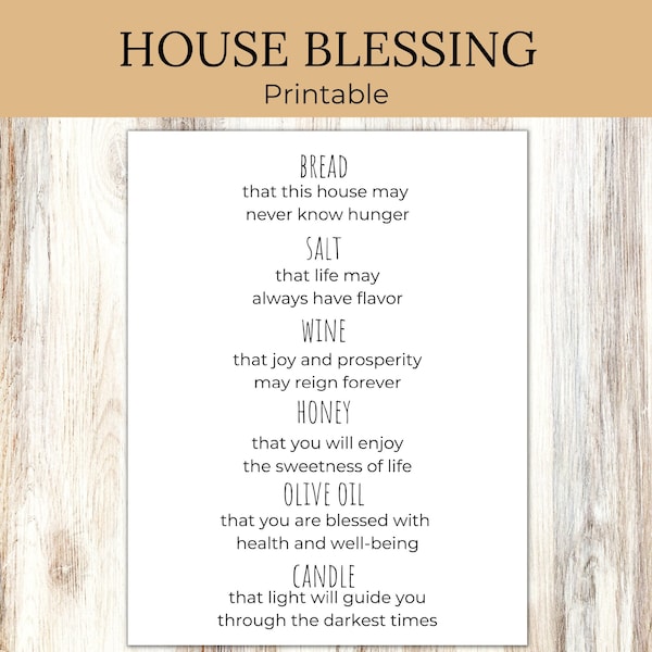 Housewarming Printable| House Blessing Printable| Bread, Salt, Wine| New Neighbors| New Homeowners| PDF