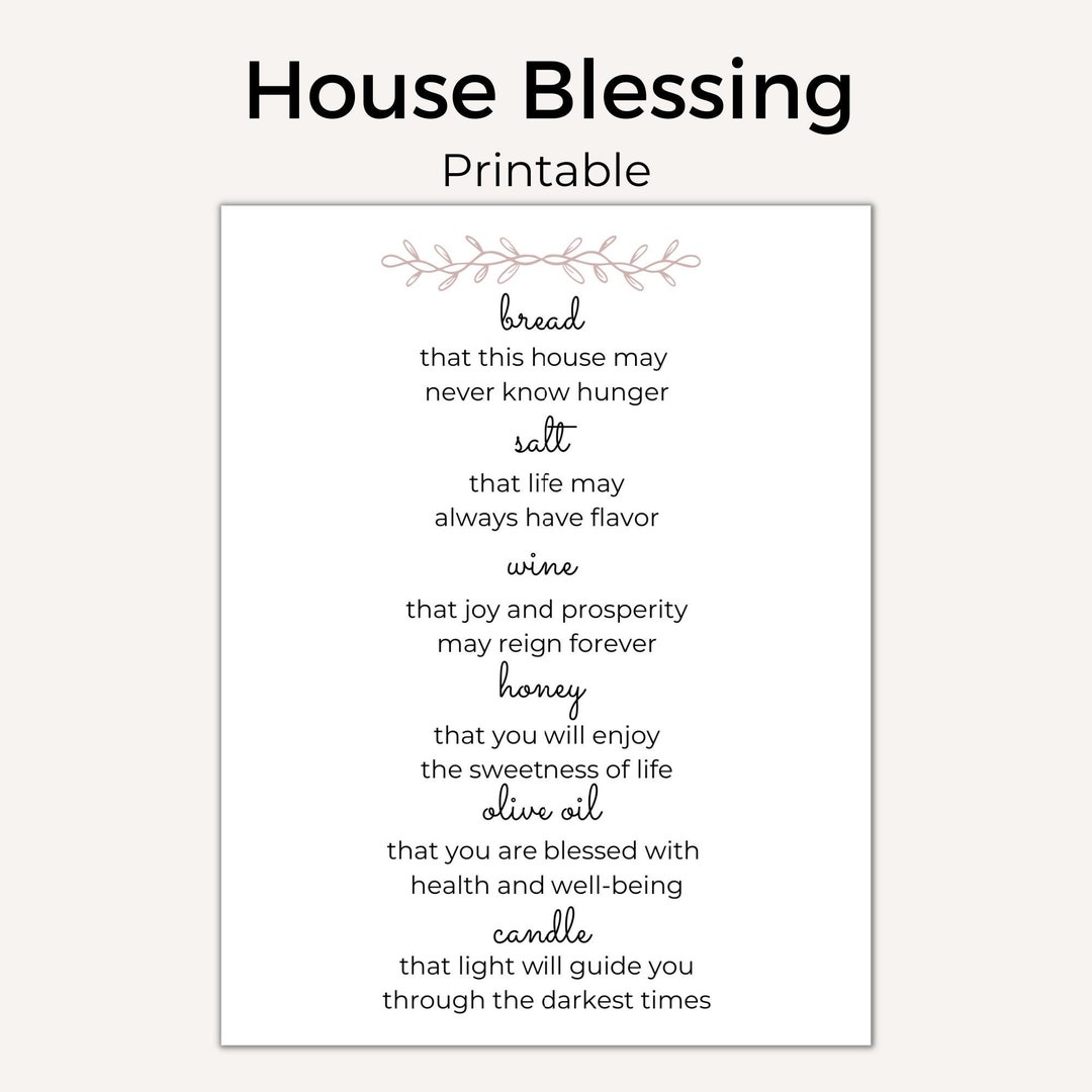 Housewarming Printable House Blessing Printable Bread Salt Etsy