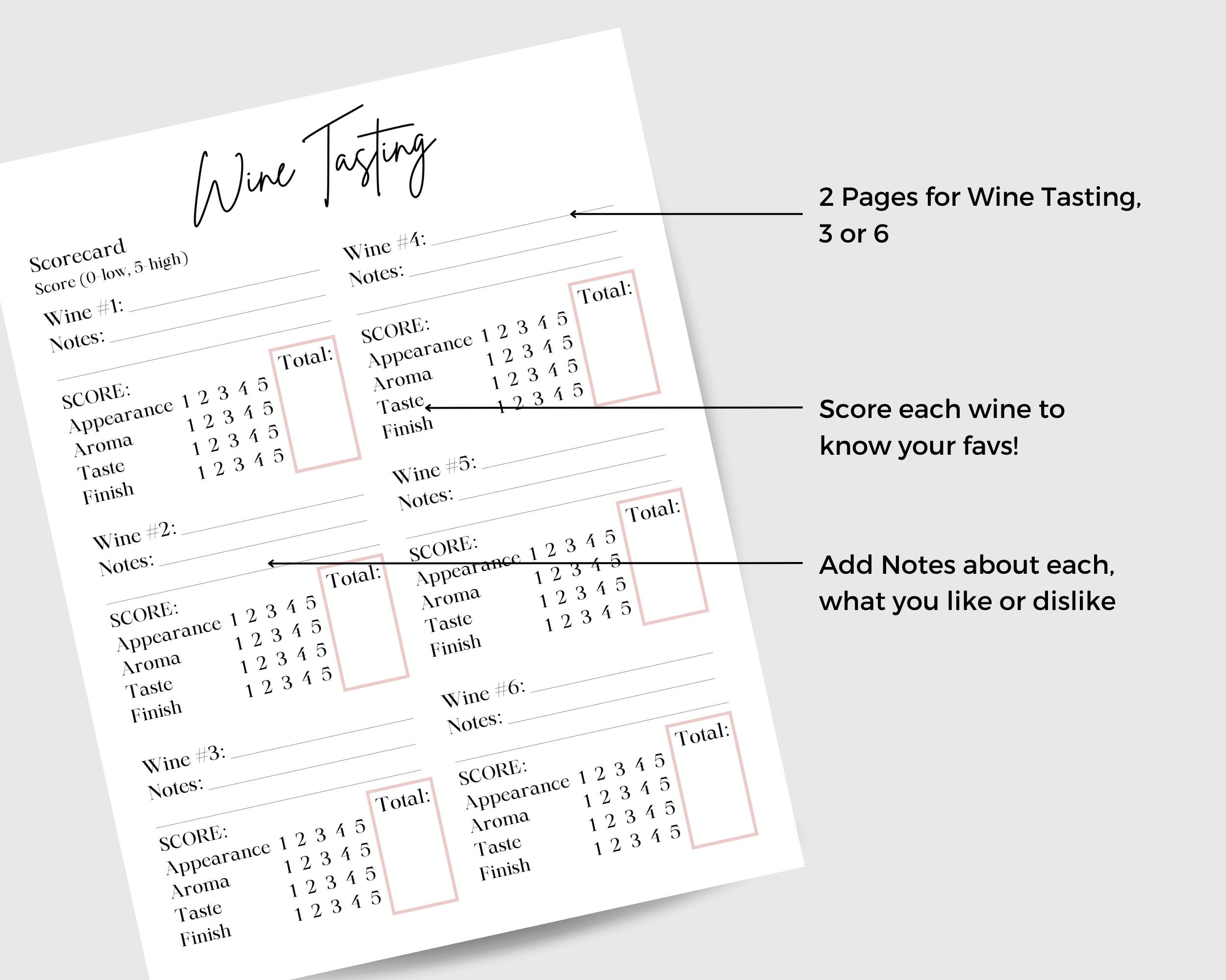 Simple Wine Tasting Scorecard and Cheat Sheet | Wine Tasting Guide ...