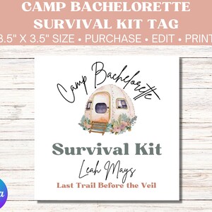Camp Bachelorette Survival Kit Tags | Camp Bach Survival Favor Tag | Girls Camp Weekend Favors | Last Trail Before the Veil Favors