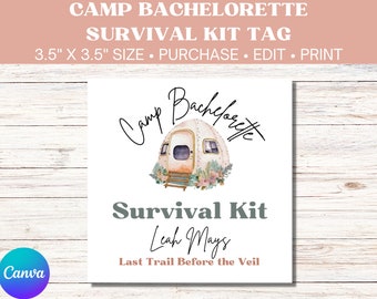 Camp Bachelorette Survival Kit Tags | Camp Bach Survival Favor Tag | Girls Camp Weekend Favors | Last Trail Before the Veil Favors