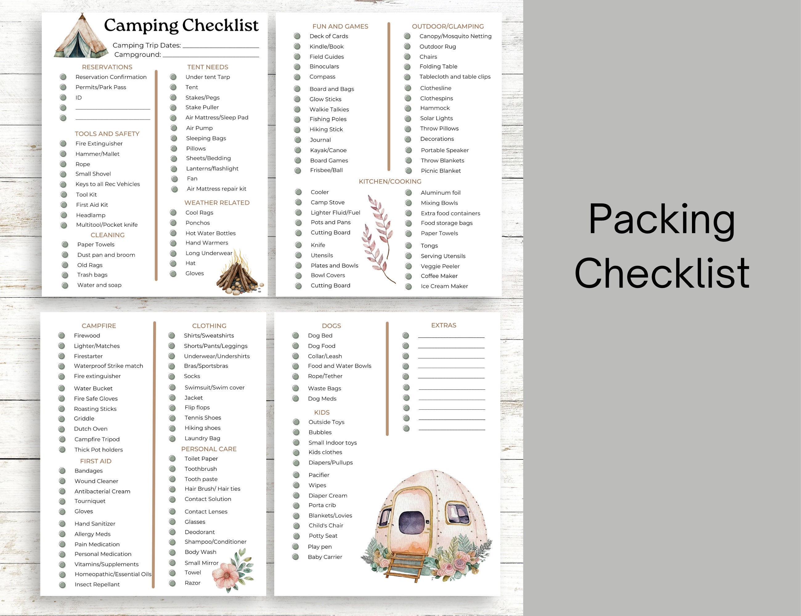 Camping Planner | RV Planner | Camp Binder | Gear List | Meal Checklist ...