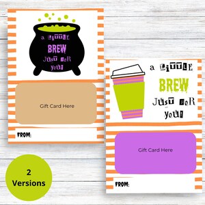 Halloween Gift Card Holder | Little Brew Just for You | Spooky Teacher Appreciation Gift Card | Printable Halloween Coffee Gift Card Holder
