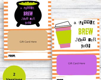 Halloween Gift Card Holder | Little Brew Just for You | Spooky Teacher Appreciation Gift Card | Printable Halloween Coffee Gift Card Holder