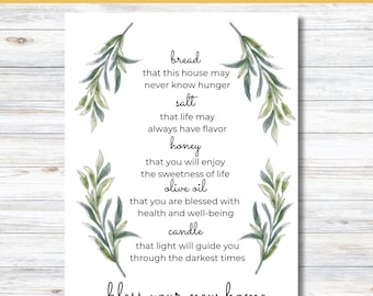 Non-Alcoholic Housewarming Printable| House Blessing Printable| Bread, Salt| New Neighbors| New Homeowners| PDF