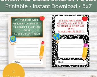 Back to School Teacher Gift Card Holder | Dinner and Dishes on Me | First Day of School Teacher Gift | Teacher Gift Card