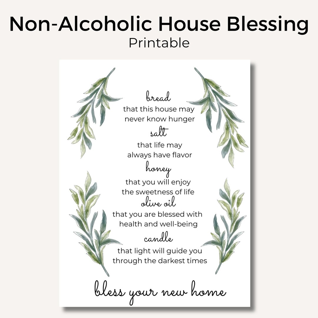 Non-alcoholic Housewarming Printable House Blessing Printable Bread ...
