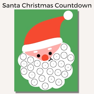 Santa Beard Christmas Countdown| Printable Advent Calendar| Countdown to Christmas| PDF
