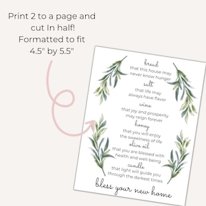 Housewarming Printable| House Blessing Printable| Bread, Salt, Wine ...