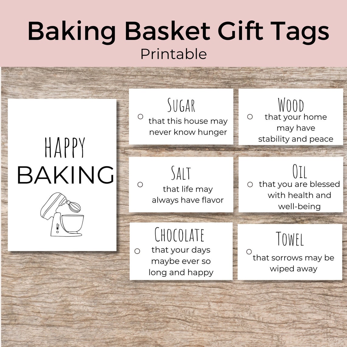 Simple Baking Basket Gift Tags| New House Blessing Gift Tags ...