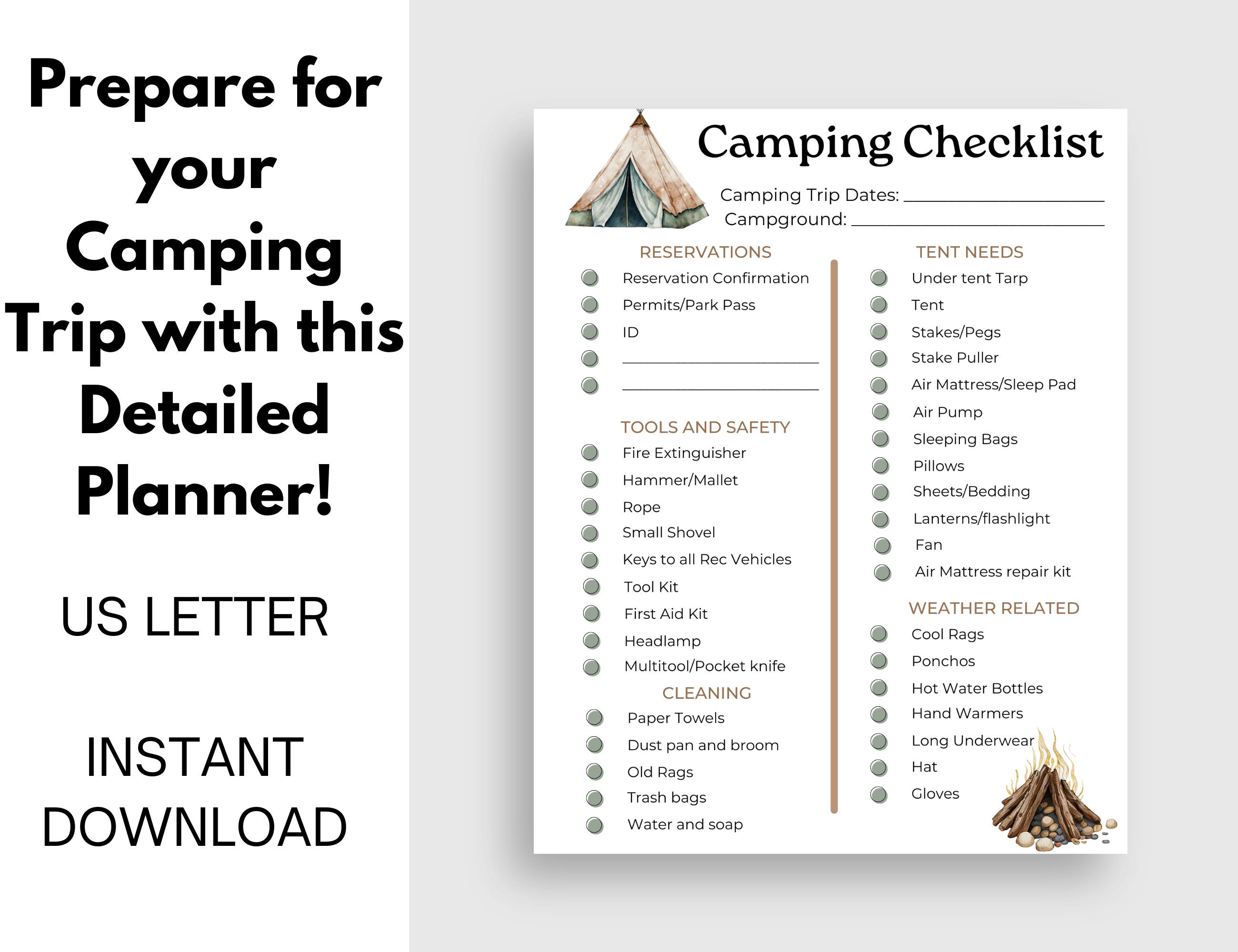 Camping Planner | RV Planner | Camp Binder | Gear List | Meal Checklist ...