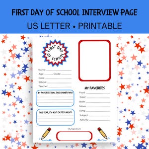 First Day of School Interview Questions | First Day of School Activity Page | Back to School Activity | All About Me First Day of School