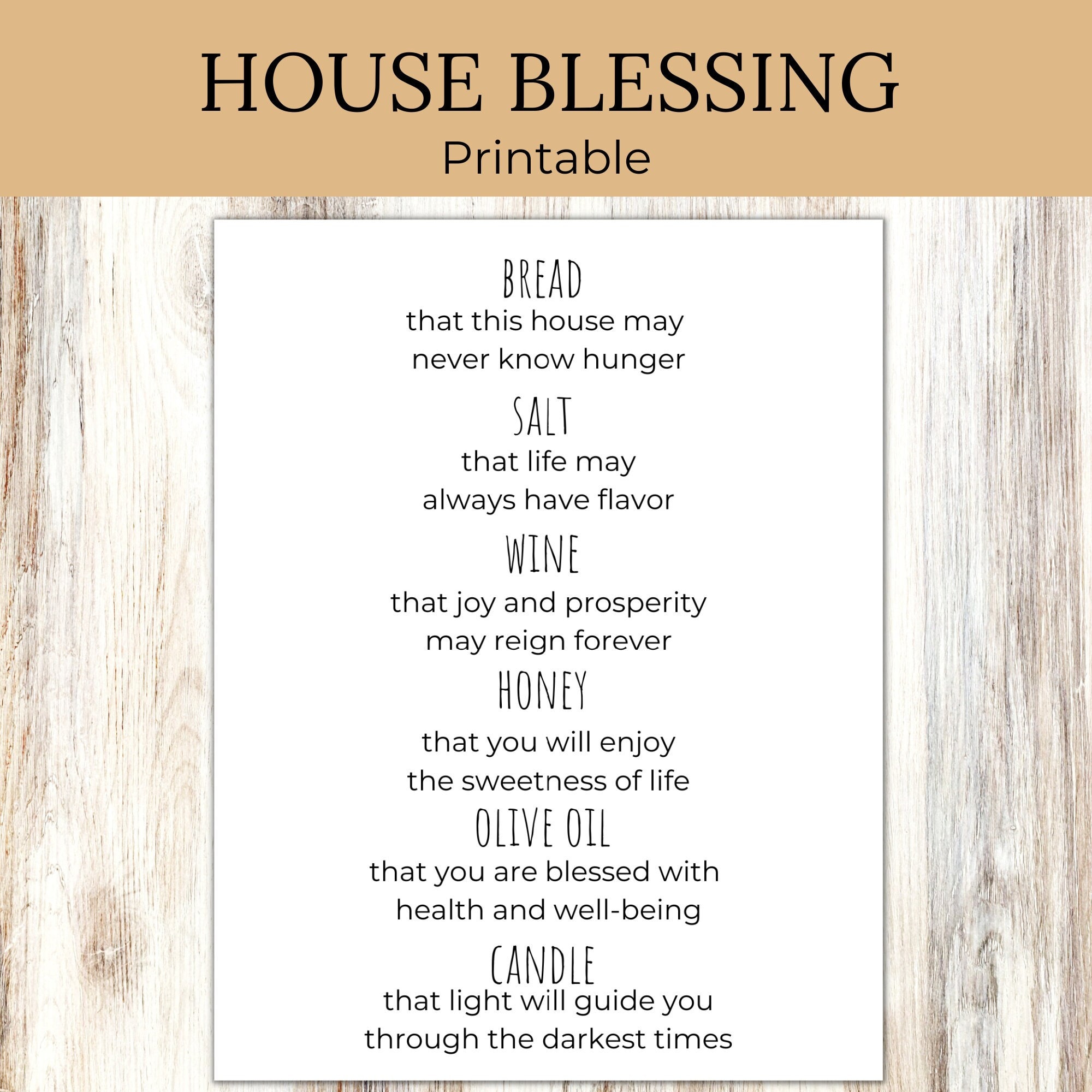 Housewarming Printable| House Blessing Printable| Bread, Salt, Wine ...