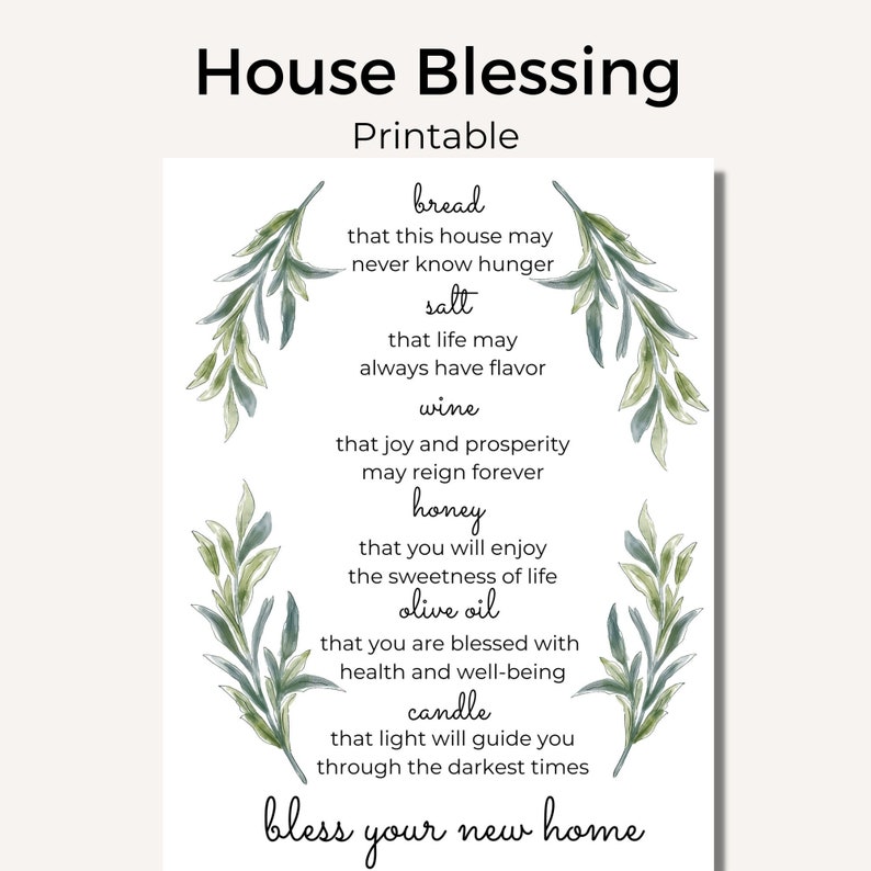 Housewarming Printable House Blessing Printable Bread, Salt, Wine New ...
