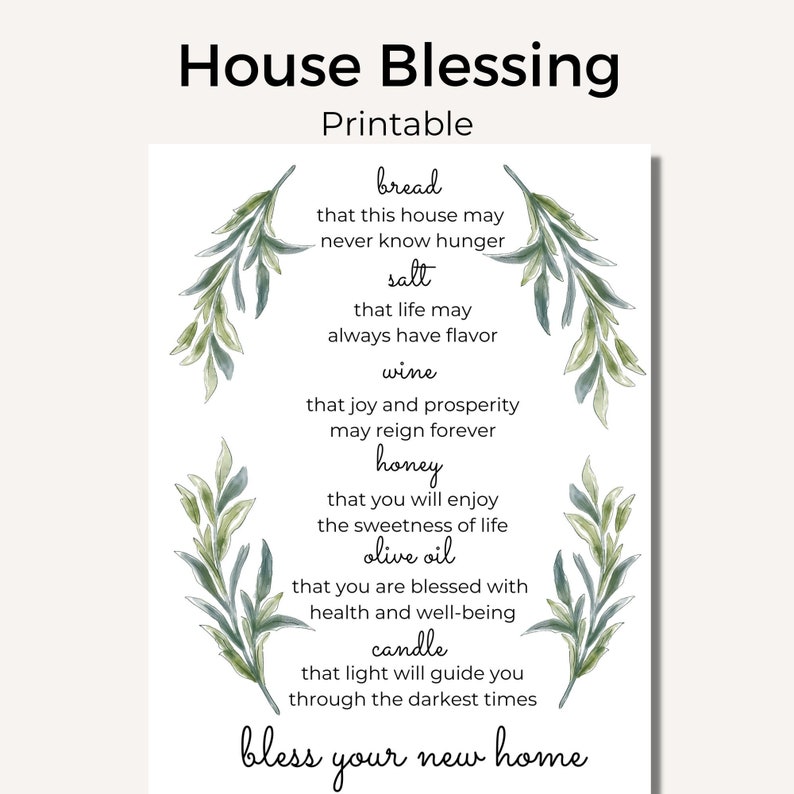 Housewarming Printable House Blessing Printable Bread, Salt, Wine New Neighbors New Homeowners PDF image 1