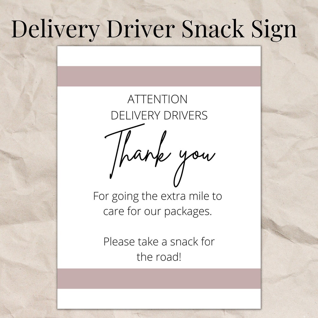 PRINTABLE Delivery Driver Snack Sign Instant Download Thank You
