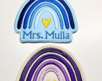 Gepersonaliseerde Rainbow Patch - blauwe Rainbow Patch - Rainbow Heart Patch - Aangepaste naam regenboog patch - Rainbow Gifts - paarse aangepaste regenboog