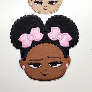 Afro Puffs Embroidered Embroidered Patch - Little girl Patch - Bossy Girl Patch - African American Girl Patch - Black Girl Patch - Iron on