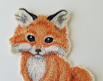 Fox Embroidered Patch -fox applique - mini fox embroidery - sew on or iron on- craft patches - animal patches, fox gifts